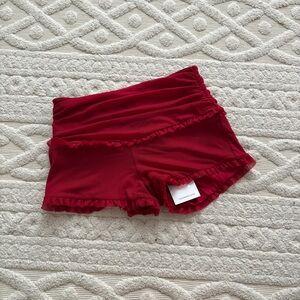 Tigermist Red Ruffled Shorts